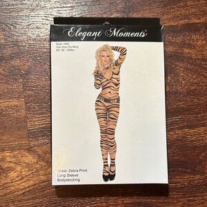 Elegant Moments Black and Tan Zebra Bodystocking